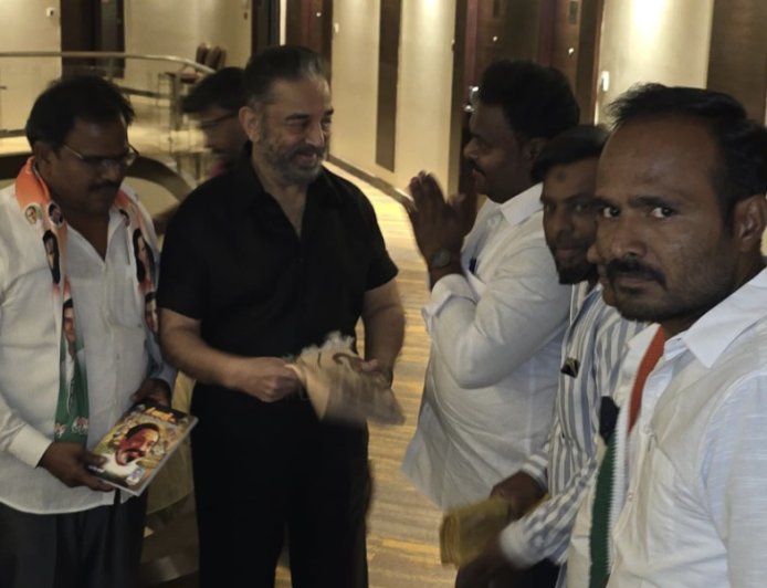 மக்கள் நீதி மய்யம் கட்சித் தலைவருடன் தெலுங்கர் கூட்டமைப்பு தலைவர் நாகா ஆர்.அரவிந்தன் சந்திப்பு